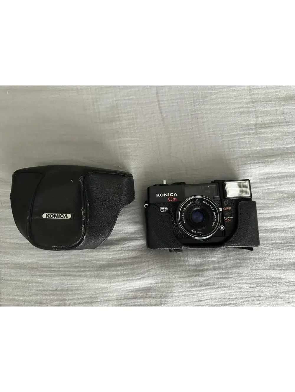 Konica C35 35mm Compact Film Camera + Leather Case (READ)
